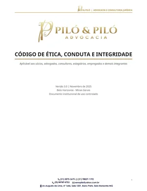 Capa do Código de Ética, Conduta e Integridade do Piló & Piló