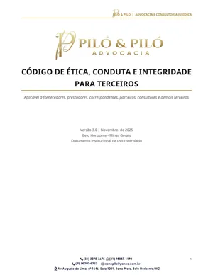 Capa do Código de Ética, Conduta e Integridade para Terceiros