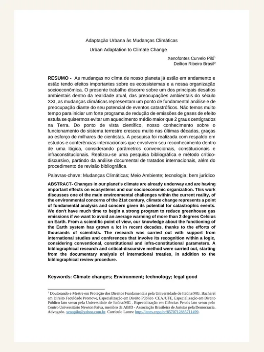 Capa ou primeira página da publicação Adaptação Urbana às Mudanças Climáticas