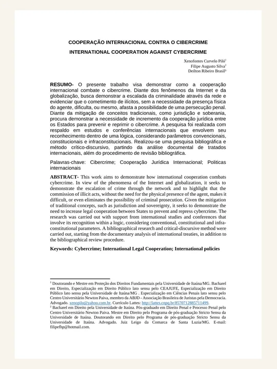 Capa ou primeira página da publicação Cooperação Internacional contra o Cibercrime