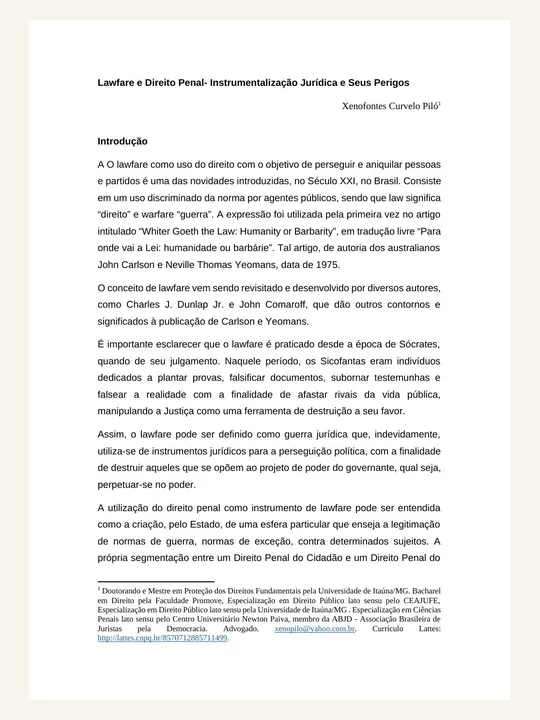 Capa ou primeira página da publicação Lawfare e Direito Penal: Instrumentalização Jurídica e seus Perigos