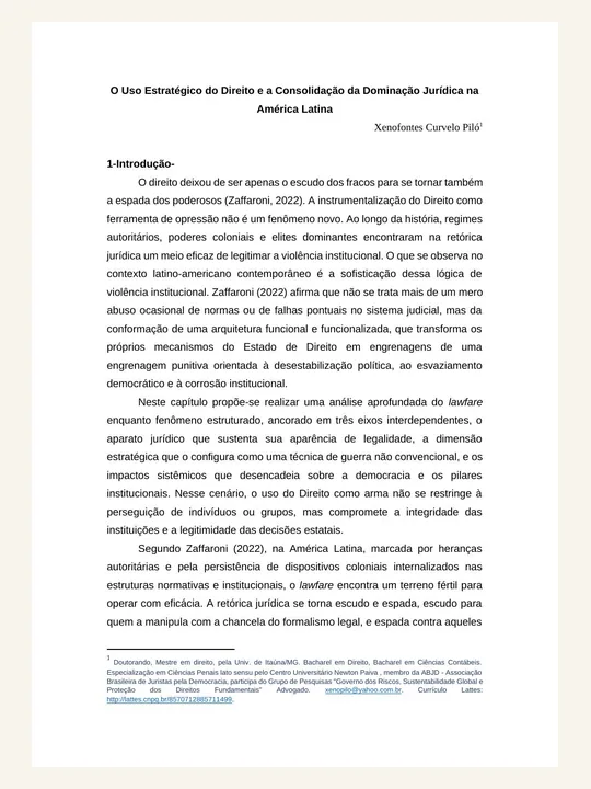 Capa ou primeira página da publicação O Uso Estratégico do Direito e a Consolidação da Dominação Jurídica na América Latina
